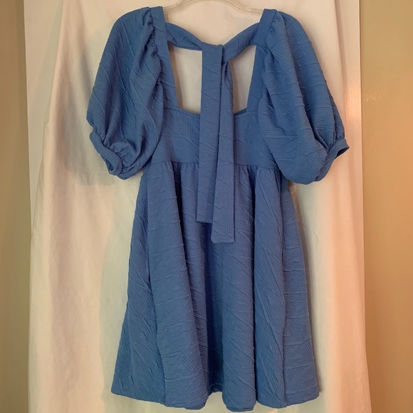 Free People puff sleeve 'Violet Mini Dress' with tie in back - Picture 5 of 8